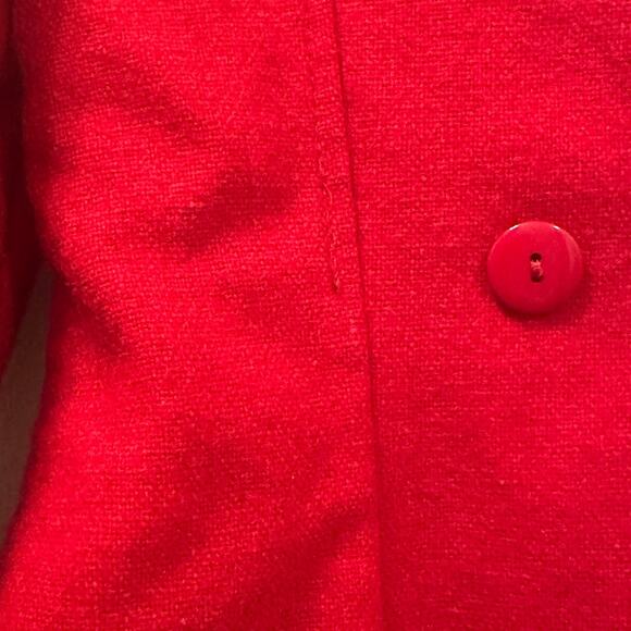 Nataly Girls Red Lana Wool Peacoat. Size 4. Double Breasted Pockets Lined *Read - Picture 6 of 13